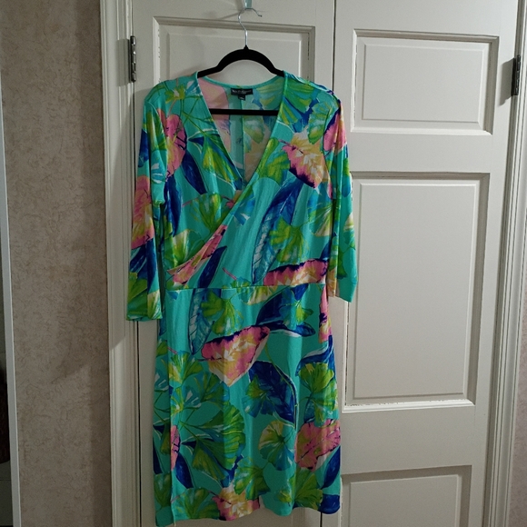 BOLD elements Other - BOLD  Floral Wrap Dress - Aqua, Blue & Green.Pit To Pit 21". Length 41'